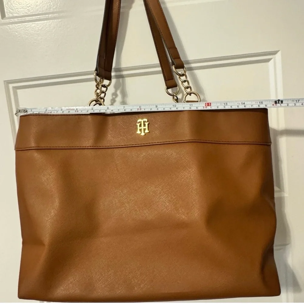 Tommy Hilfiger Camilla II Cognac Tote Bag Large Work Laptop Purse